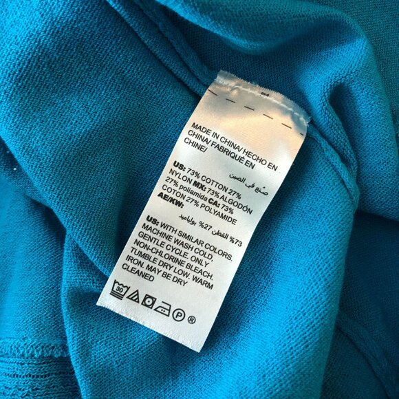 Chicos Turquoise Open Front Stitch-Detail Cardigan 3/4 Sleeve Size 0 (US Size S) - Picture 5 of 6